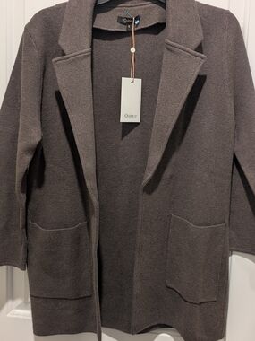 Quince Open Front Pocket Cardigan - Heather Brown